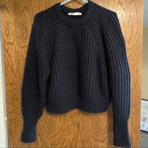 Zara Knit Navy Thick Sweater